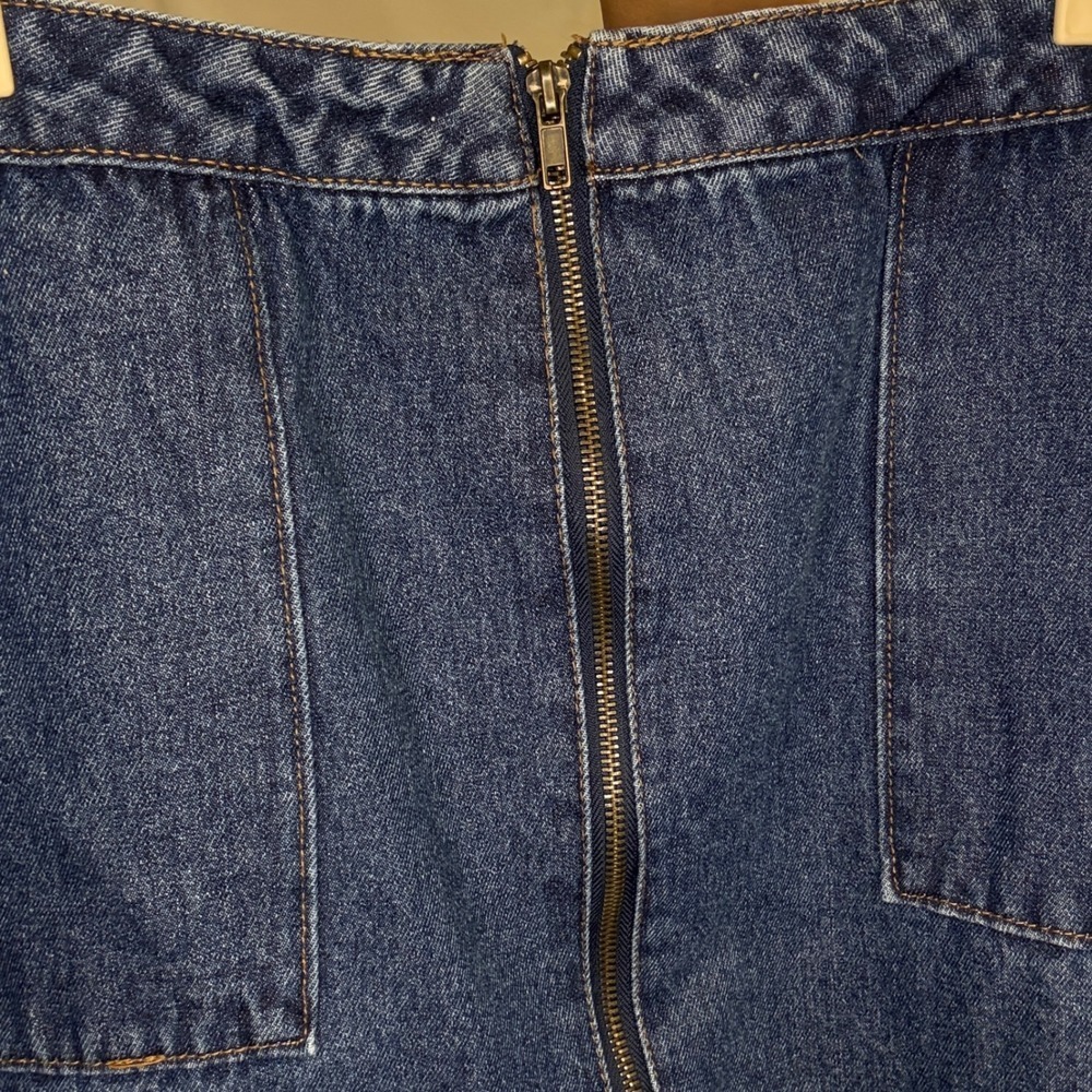 Refuge Denim Skirt Mini Distressed Hem Front Zip 1X   Fit like12/14 100% Cotton - Picture 3 of 5